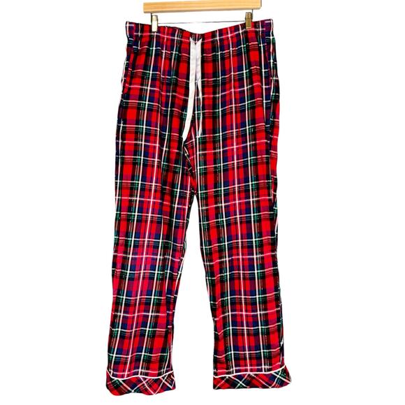 Victoria's Secret Monogram Logo Womens Plaid Pajama Set Red Blue Sz XL Soft Cozy - Picture 6 of 7